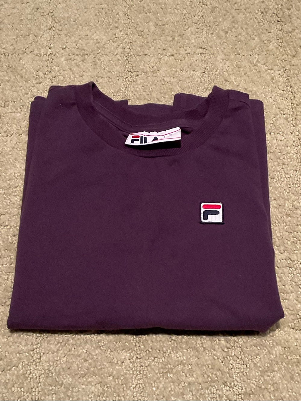 FILA Women’s Deep Purple Short Sleeve Crew Neck Jersey Tee with Embroidered Logo